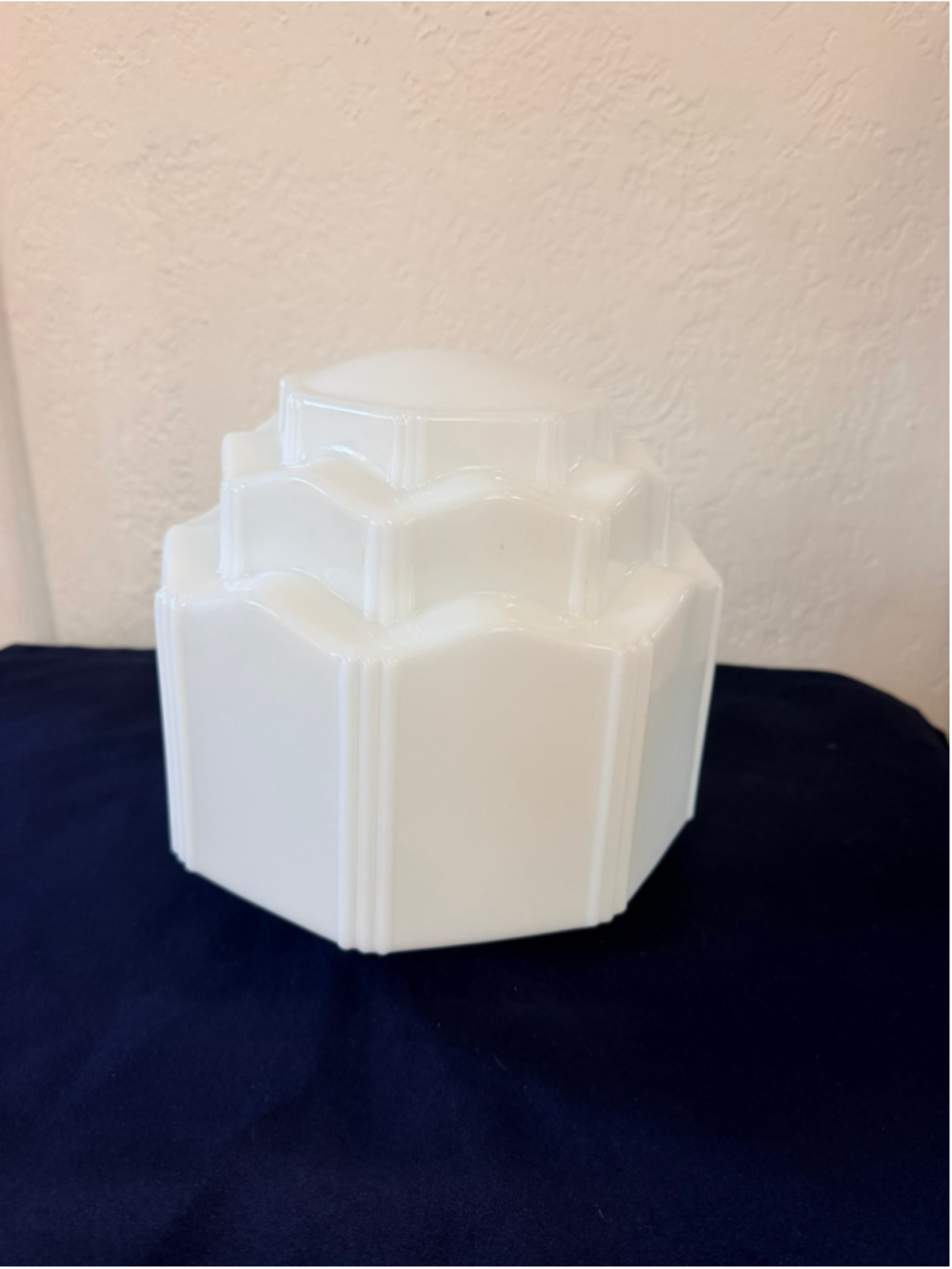 Vintage 1930s Art Deco Style Skyscraper Milk Glass Light Fixture Shade